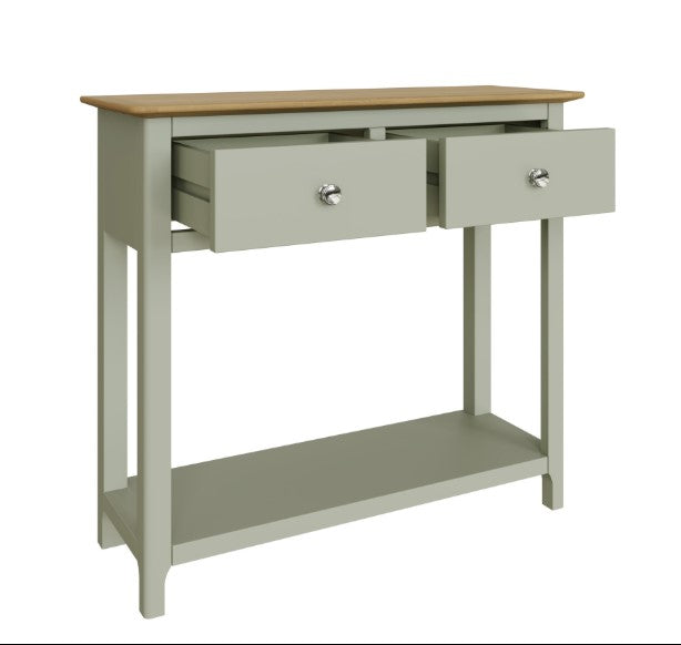 Oak 2 Drawer Console Hallway Table