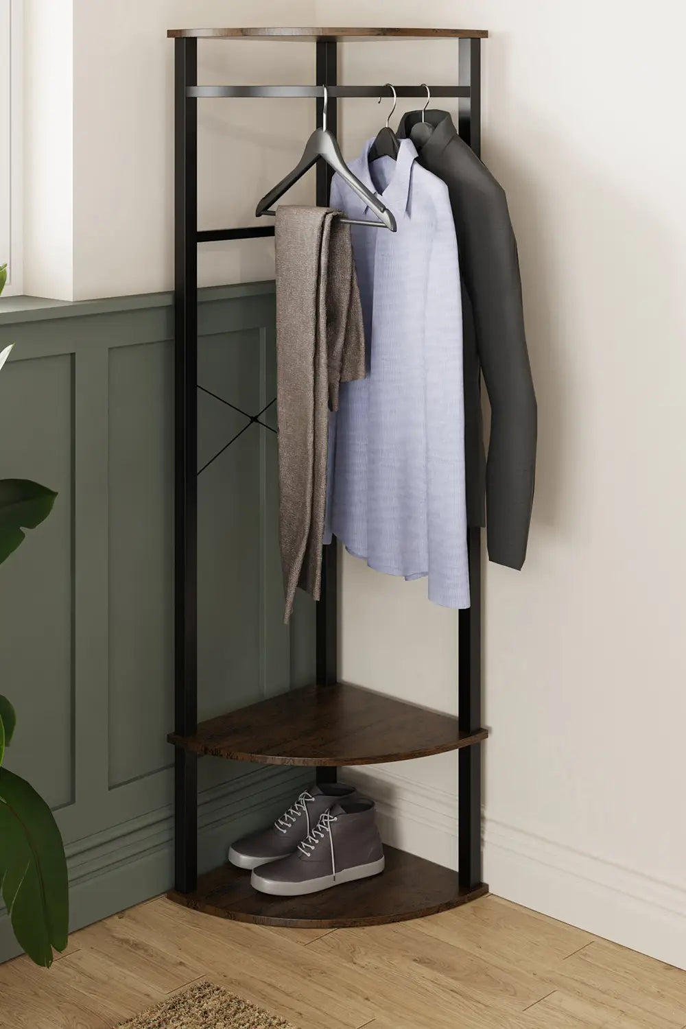 Industrial Design Metal Corner Hallway Rack with Shelves
