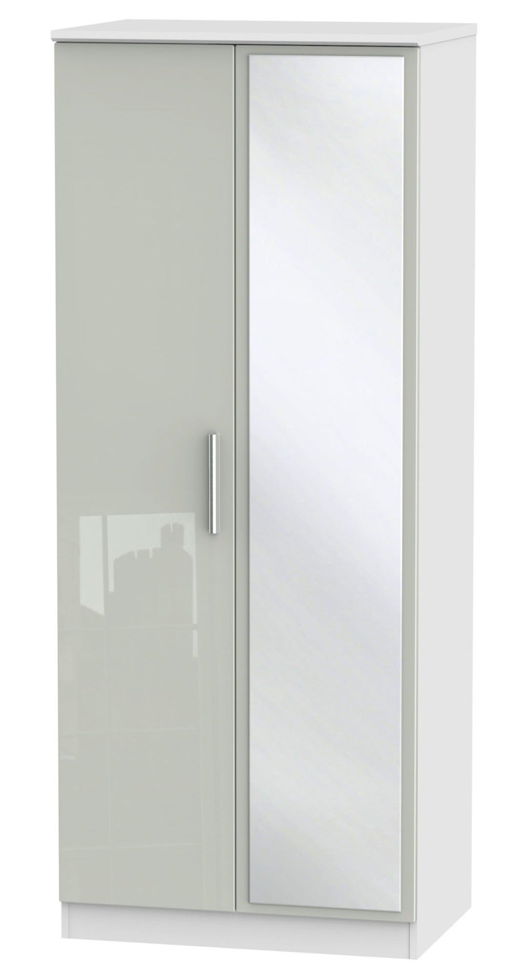 London 2ft 6in Plain Tall Mirror Wardrobe