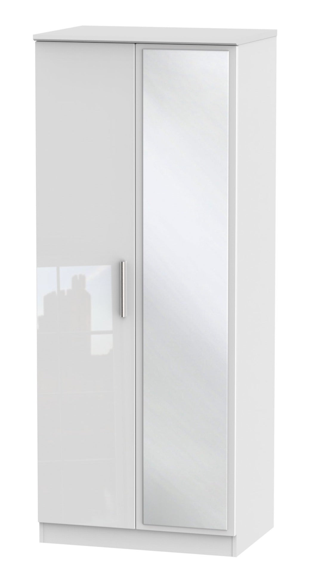 London 2ft 6in Plain Tall Mirror Wardrobe