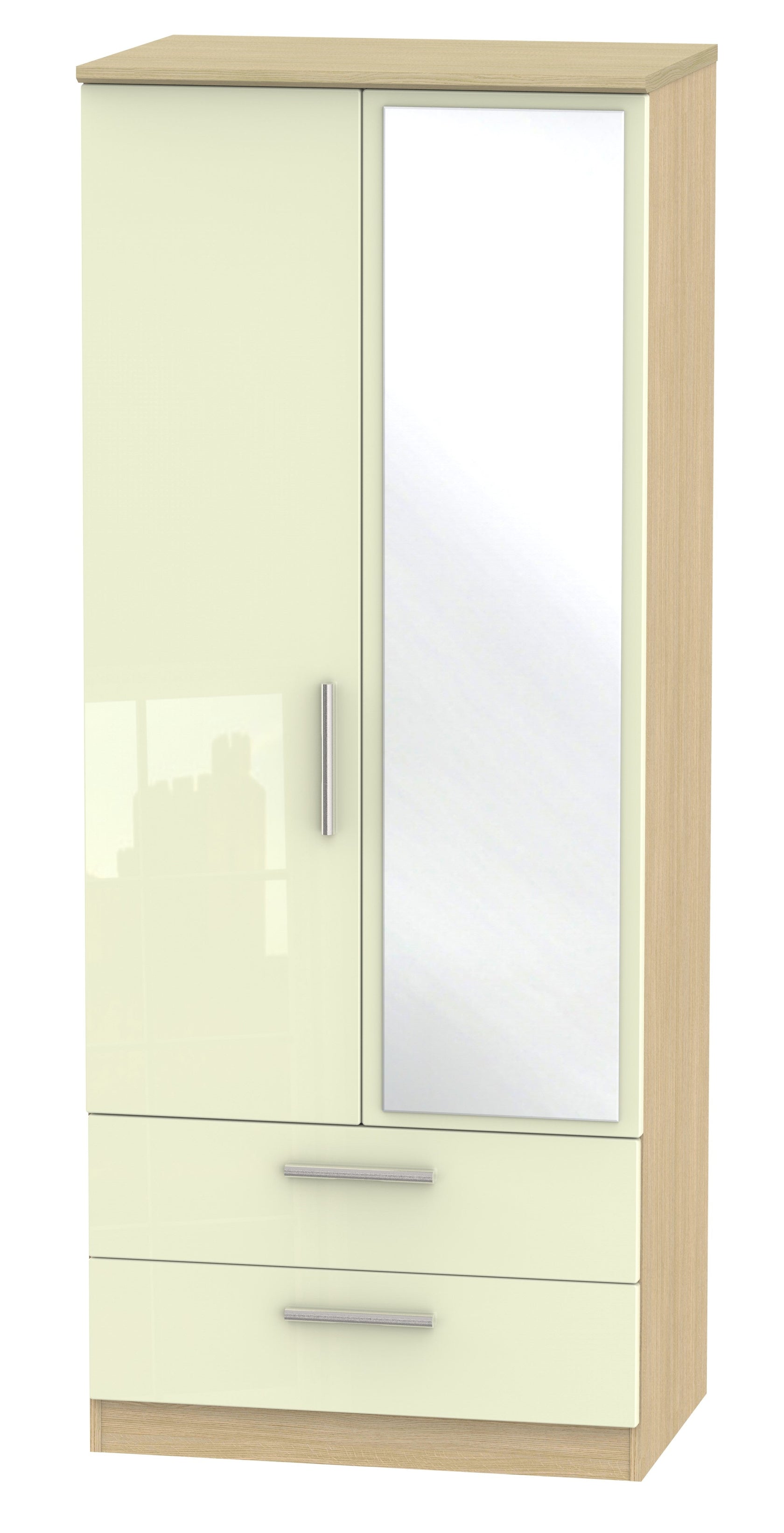London 2ft 6in 2 Drawer Mirror Wardrobe