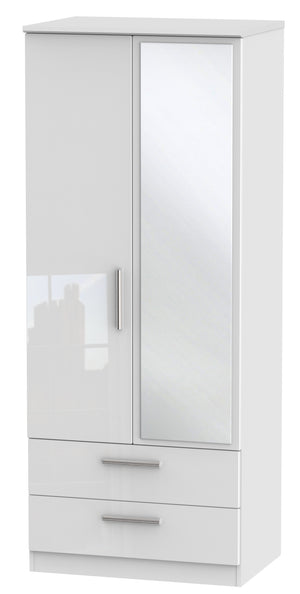 London 2ft 6in 2 Drawer Mirror Wardrobe