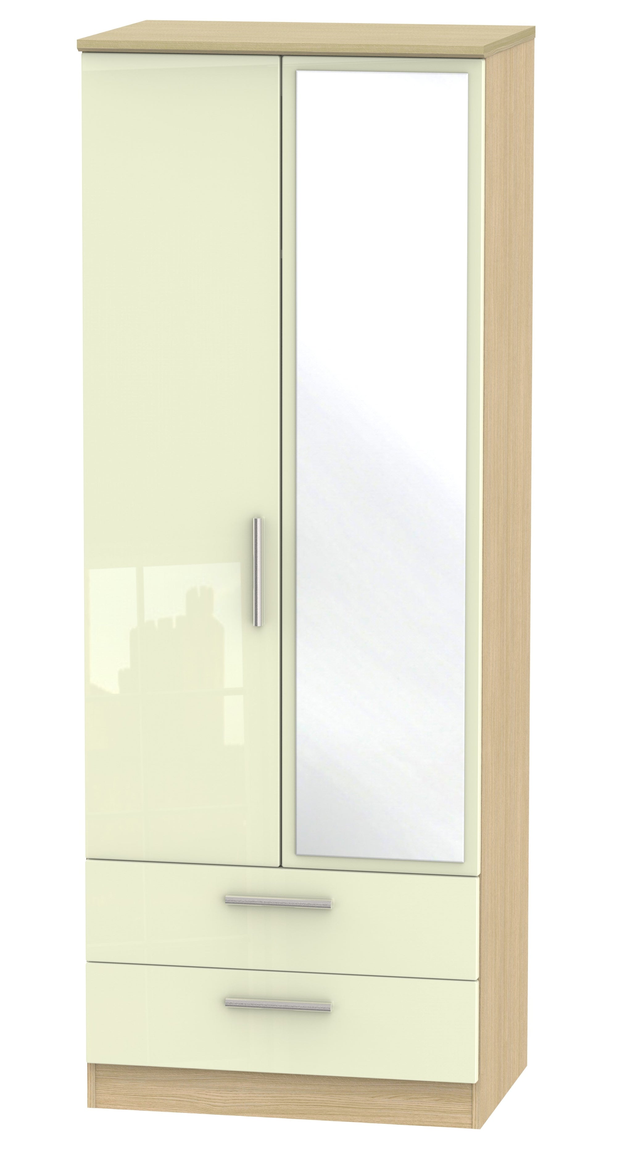 London Tall 2ft 6in 2 Drawer Mirror Wardrobe