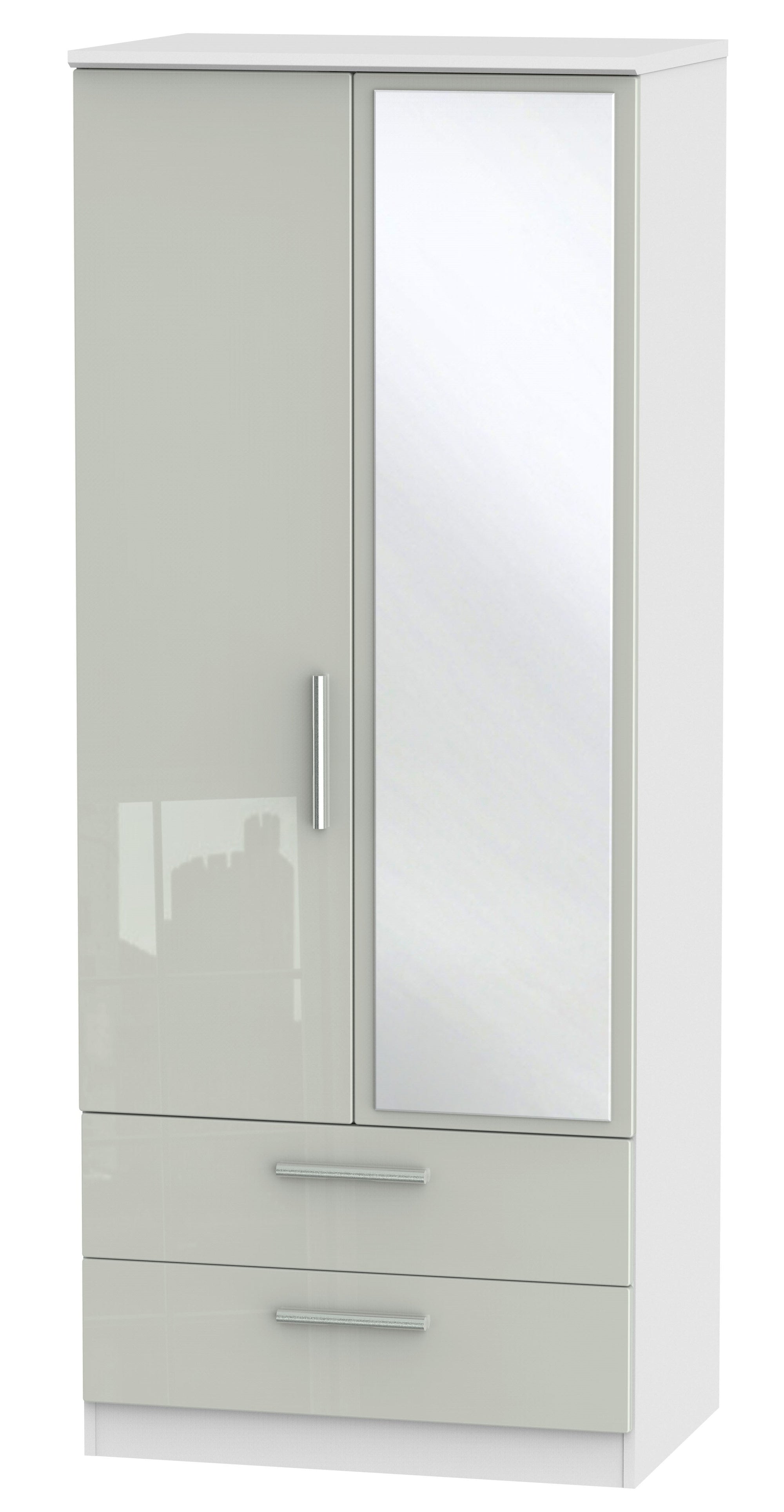 London Tall 2ft 6in 2 Drawer Mirror Wardrobe