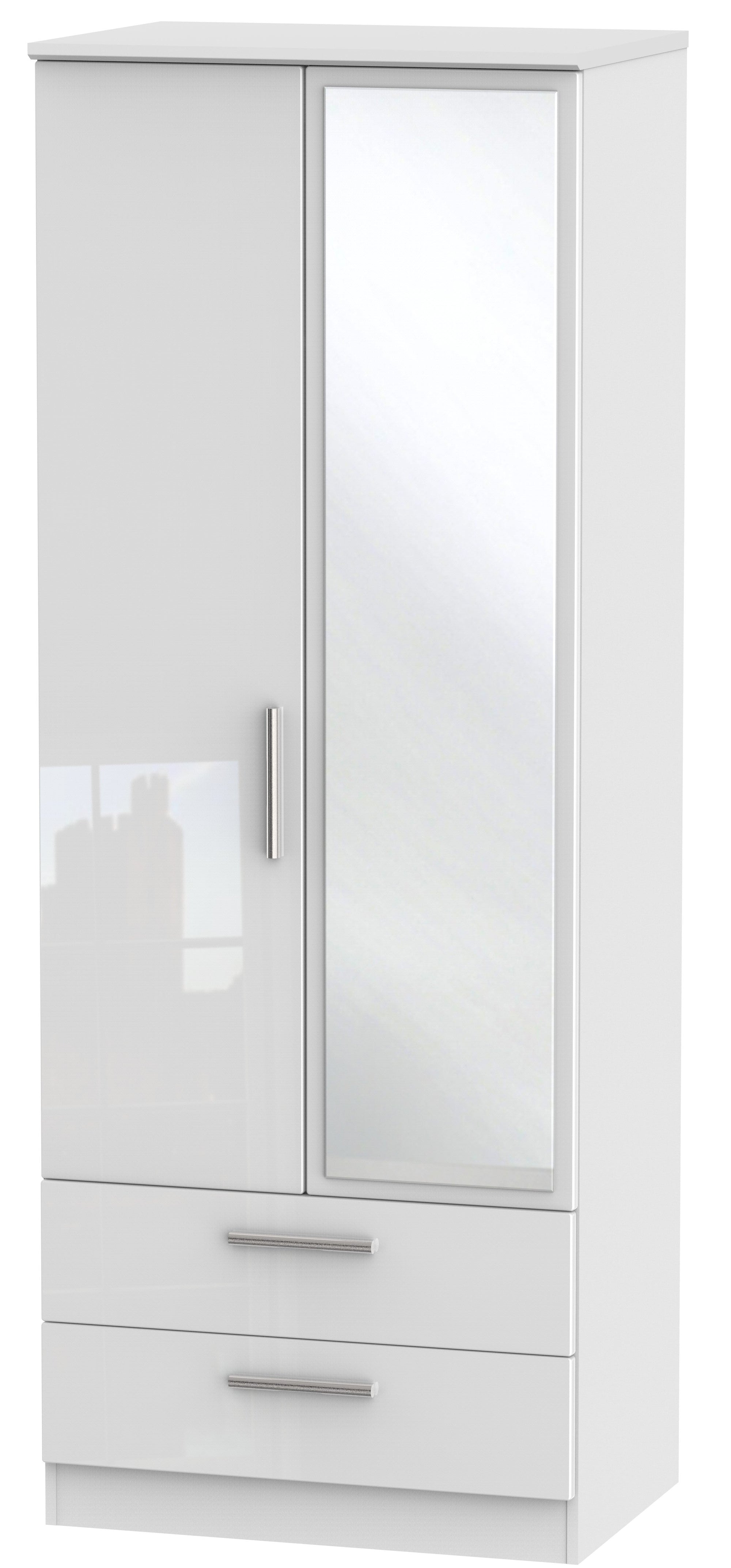 London Tall 2ft 6in 2 Drawer Mirror Wardrobe