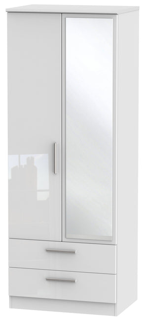 London Tall 2ft 6in 2 Drawer Mirror Wardrobe