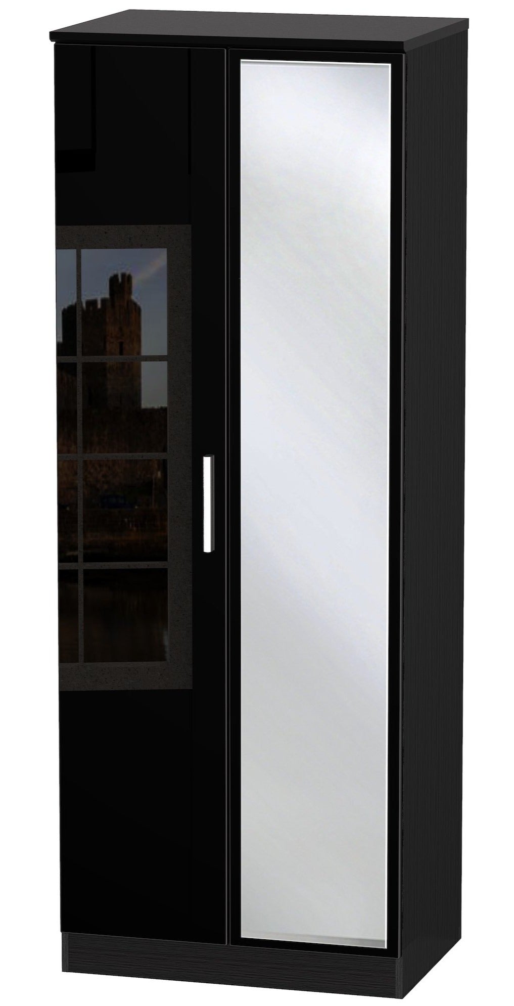 London 2ft 6in Plain Tall Mirror Wardrobe