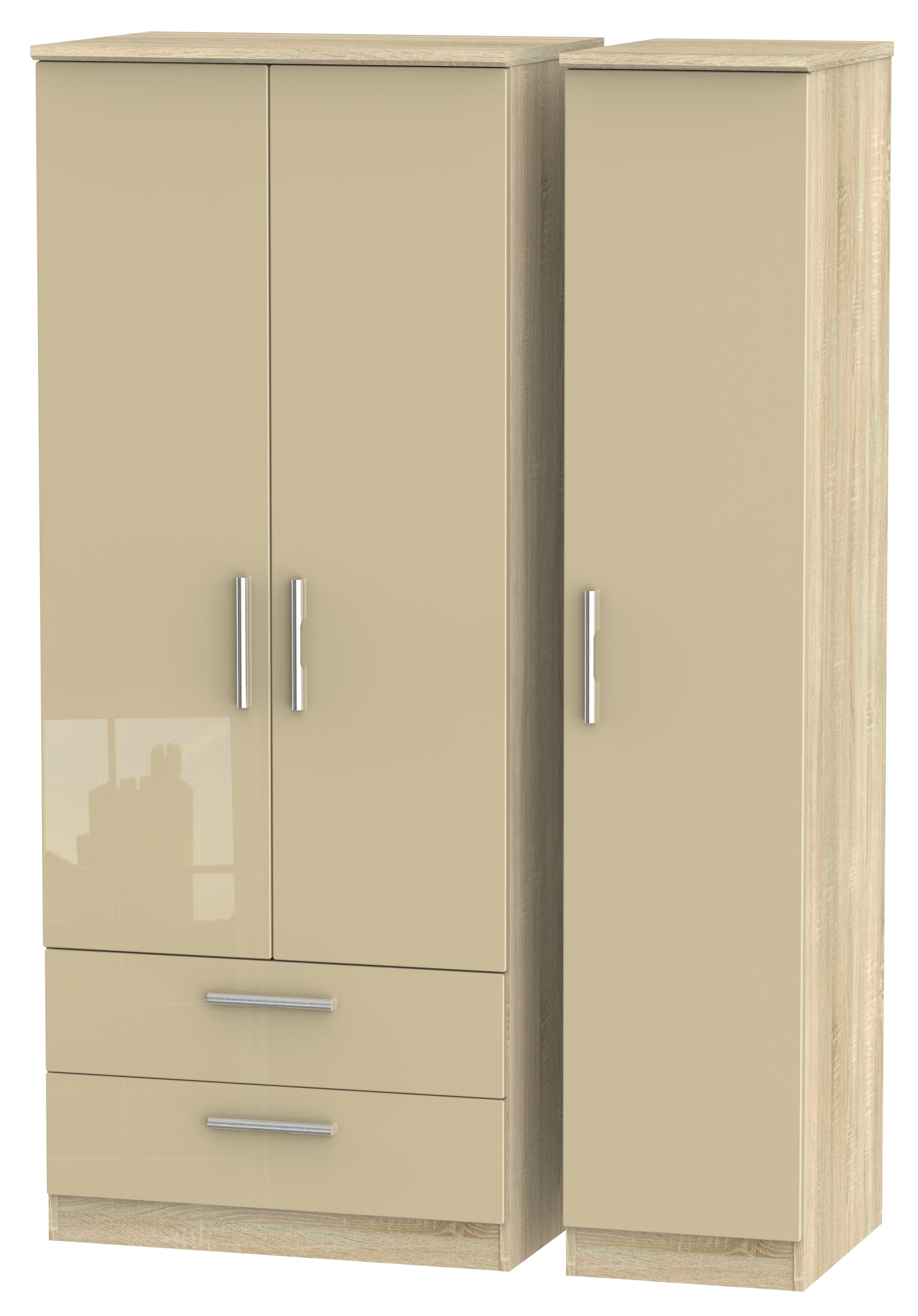 London Triple 2 Drawer Wardrobe