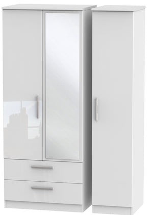 London Triple 2 Drawer Mirror Wardrobe