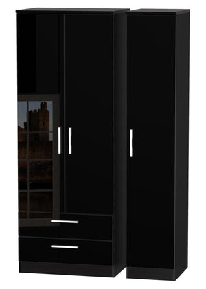 London 3 Door Tall Wardrobe With 2 Drawers