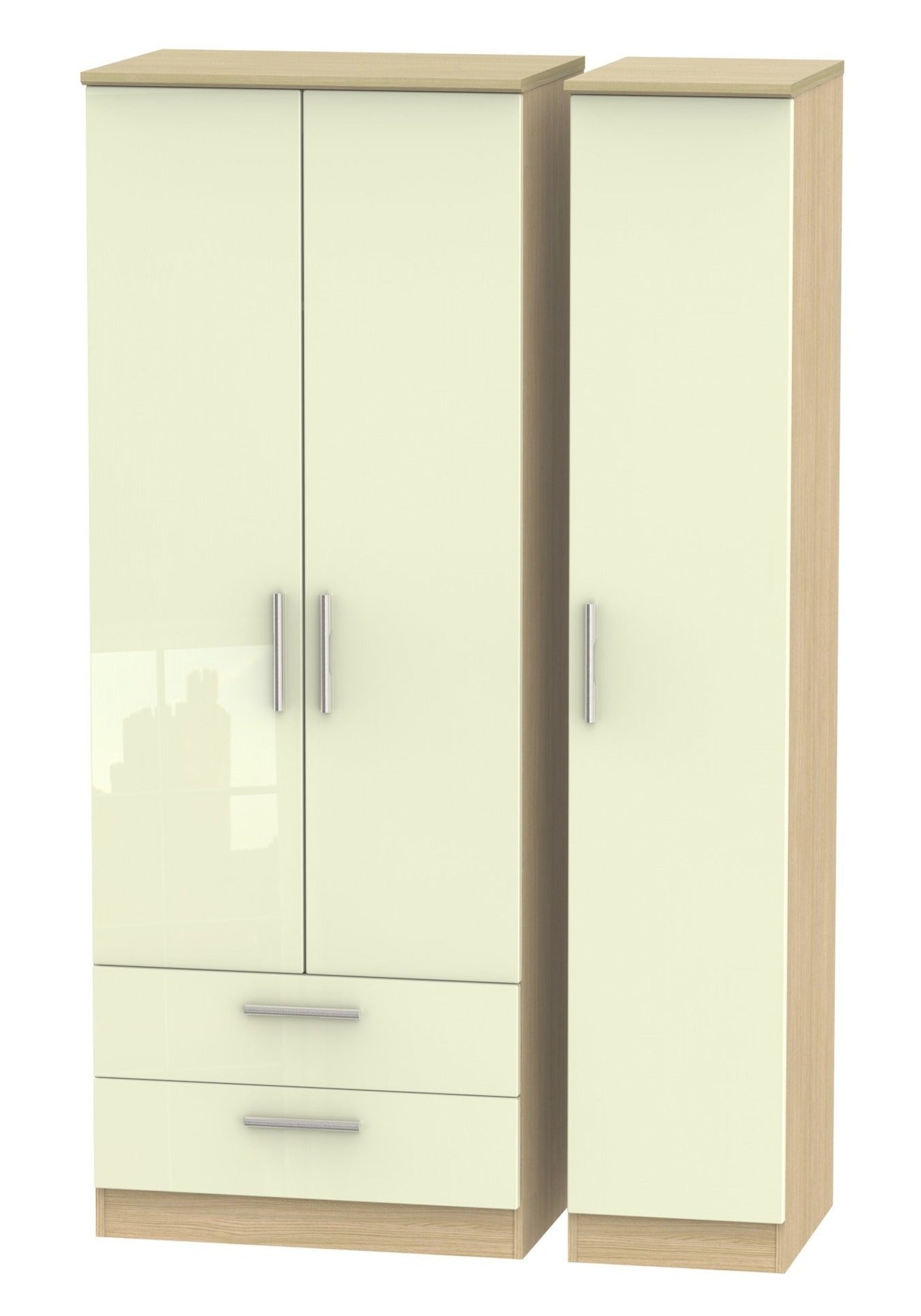 London 3 Door Tall Wardrobe With 2 Drawers