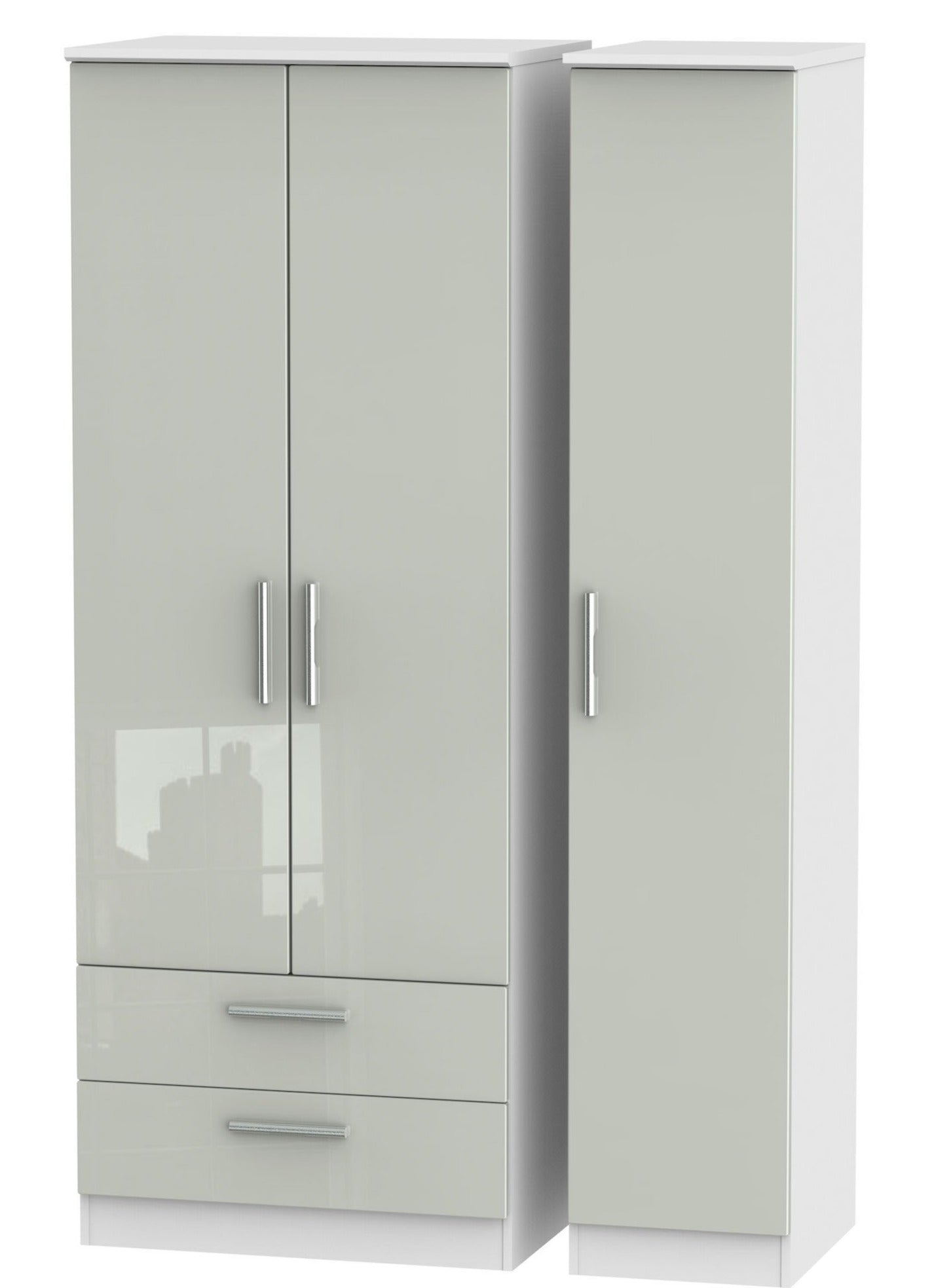 London 3 Door Tall Wardrobe With 2 Drawers