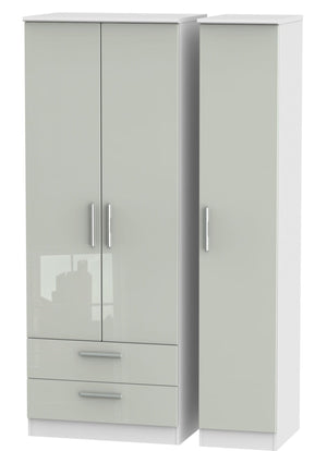 London 3 Door Tall Wardrobe With 2 Drawers