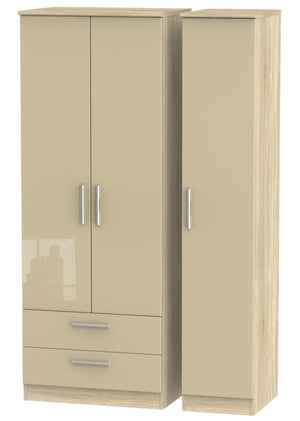 London 3 Door Tall Wardrobe With 2 Drawers