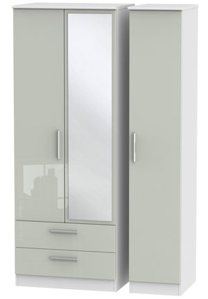 London Tall Triple 2 Drawer Mirror Wardrobe