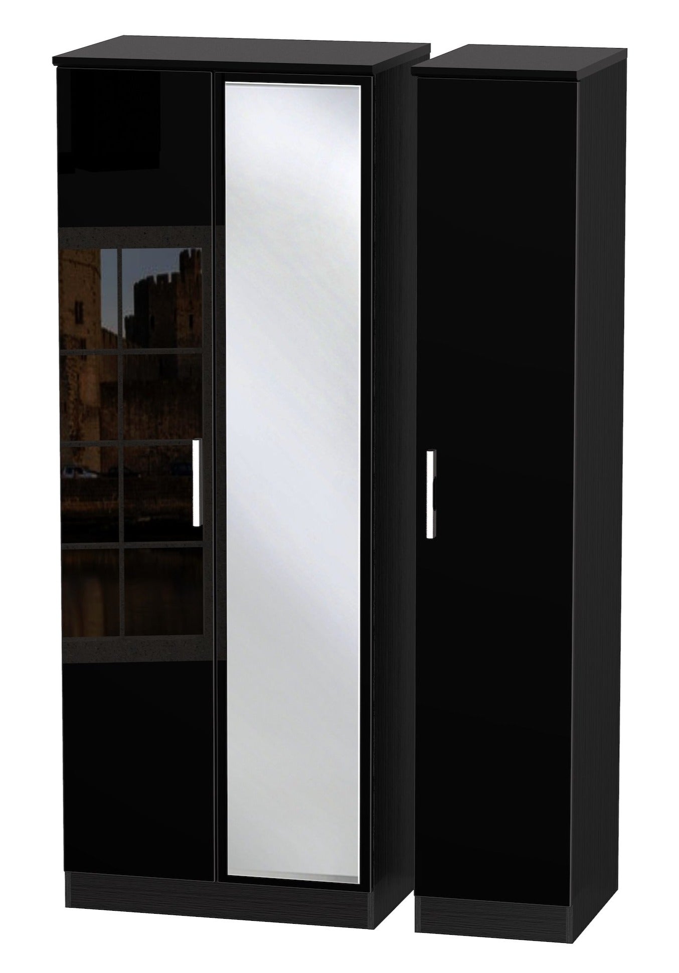 London 3 Door Tall Wardrobe With Mirror