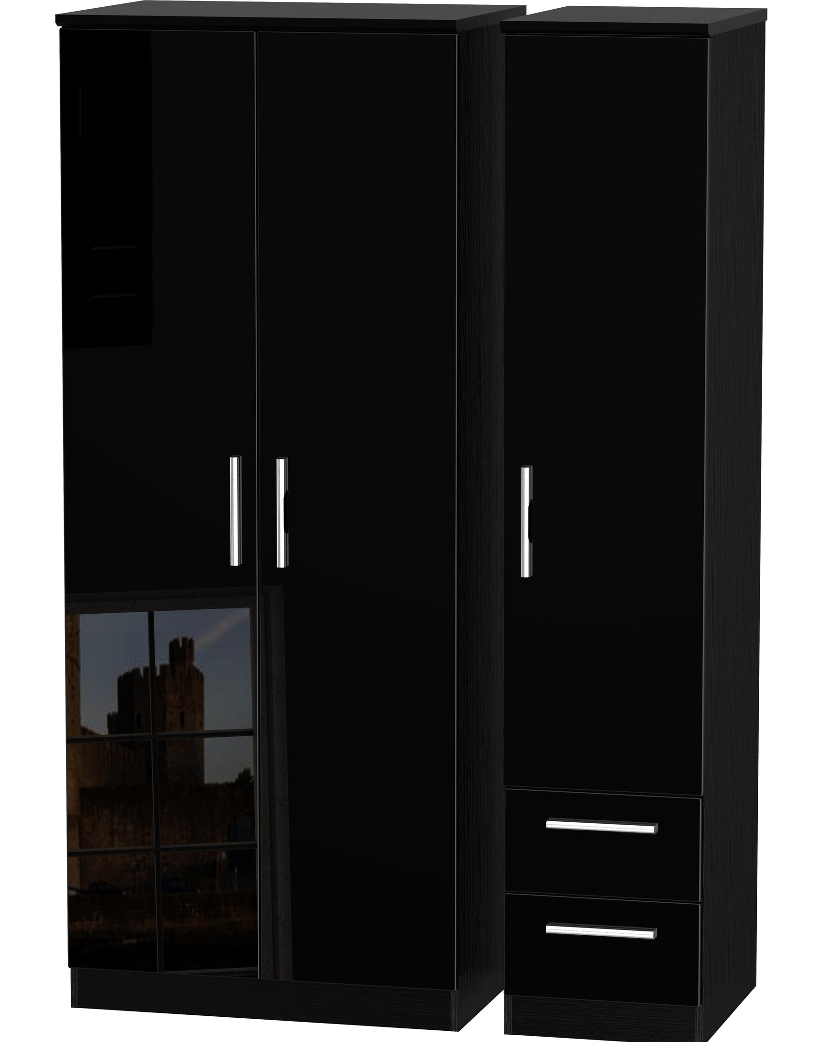 London Triple Plain + Drawer Wardrobe