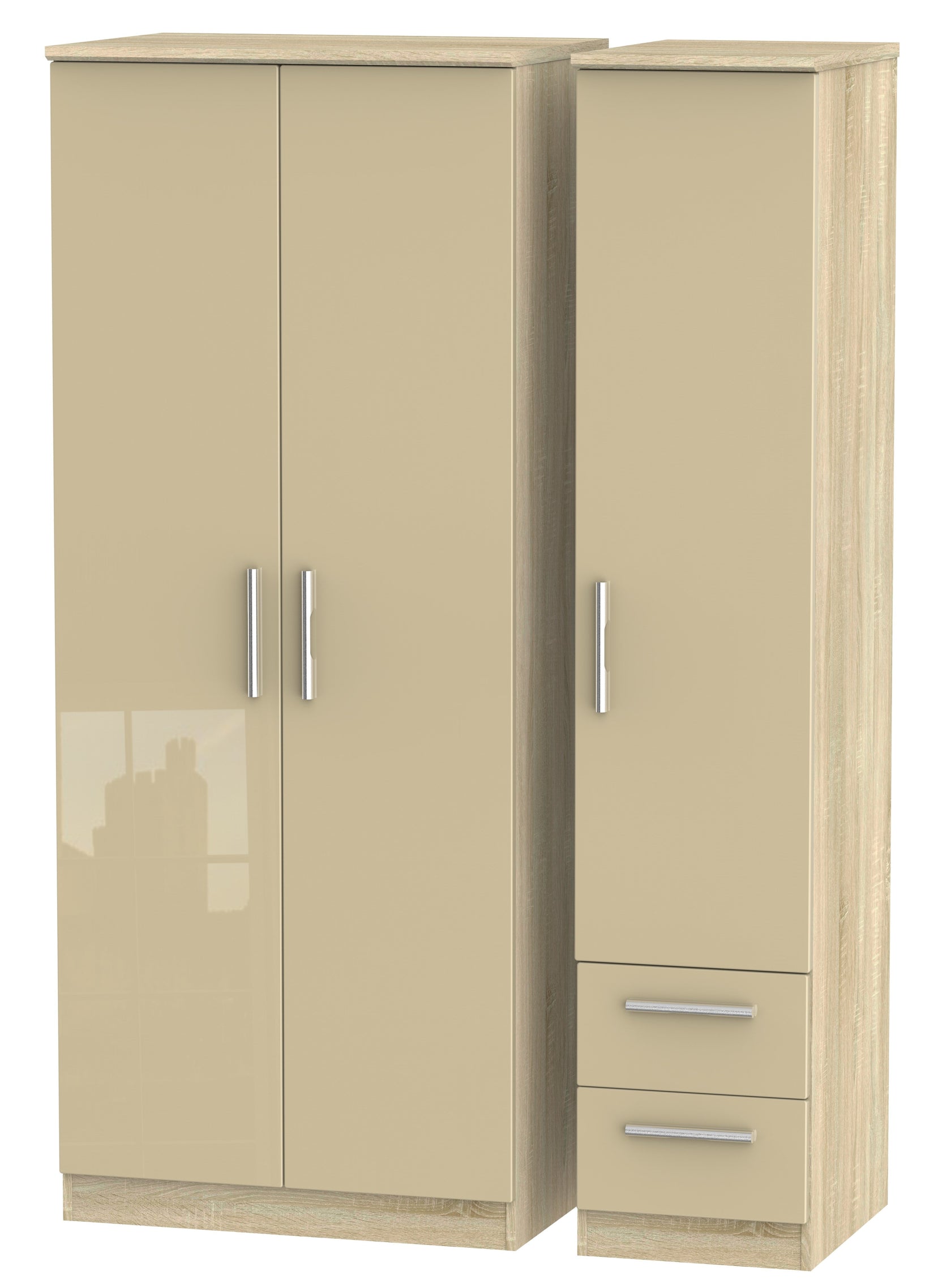 London Triple Plain + Drawer Wardrobe