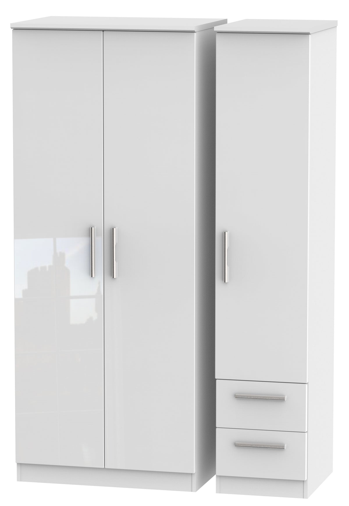 London Triple Plain + Drawer Wardrobe