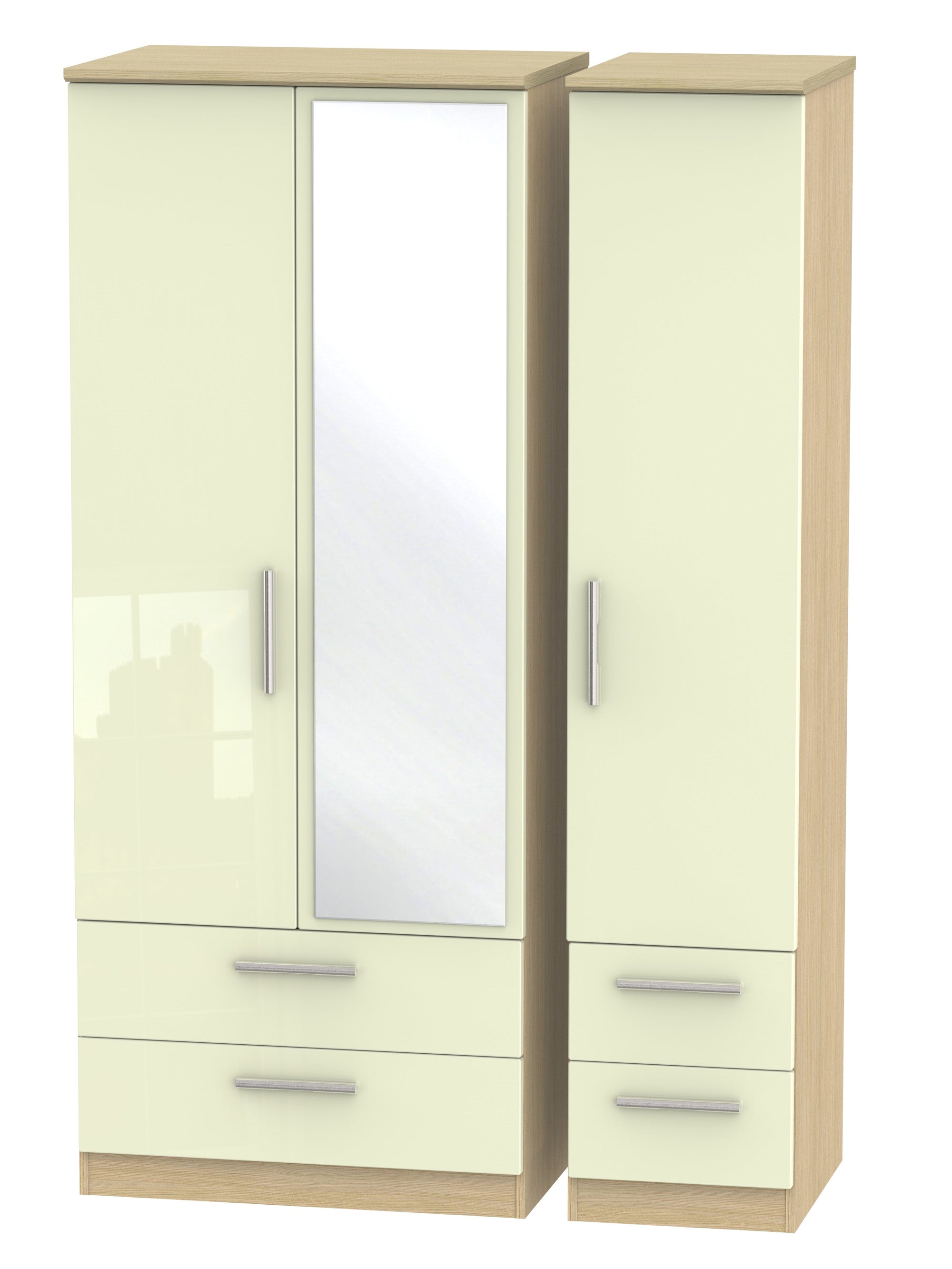 London Triple 2 Drawer Mirror + Drawer Wardrobe