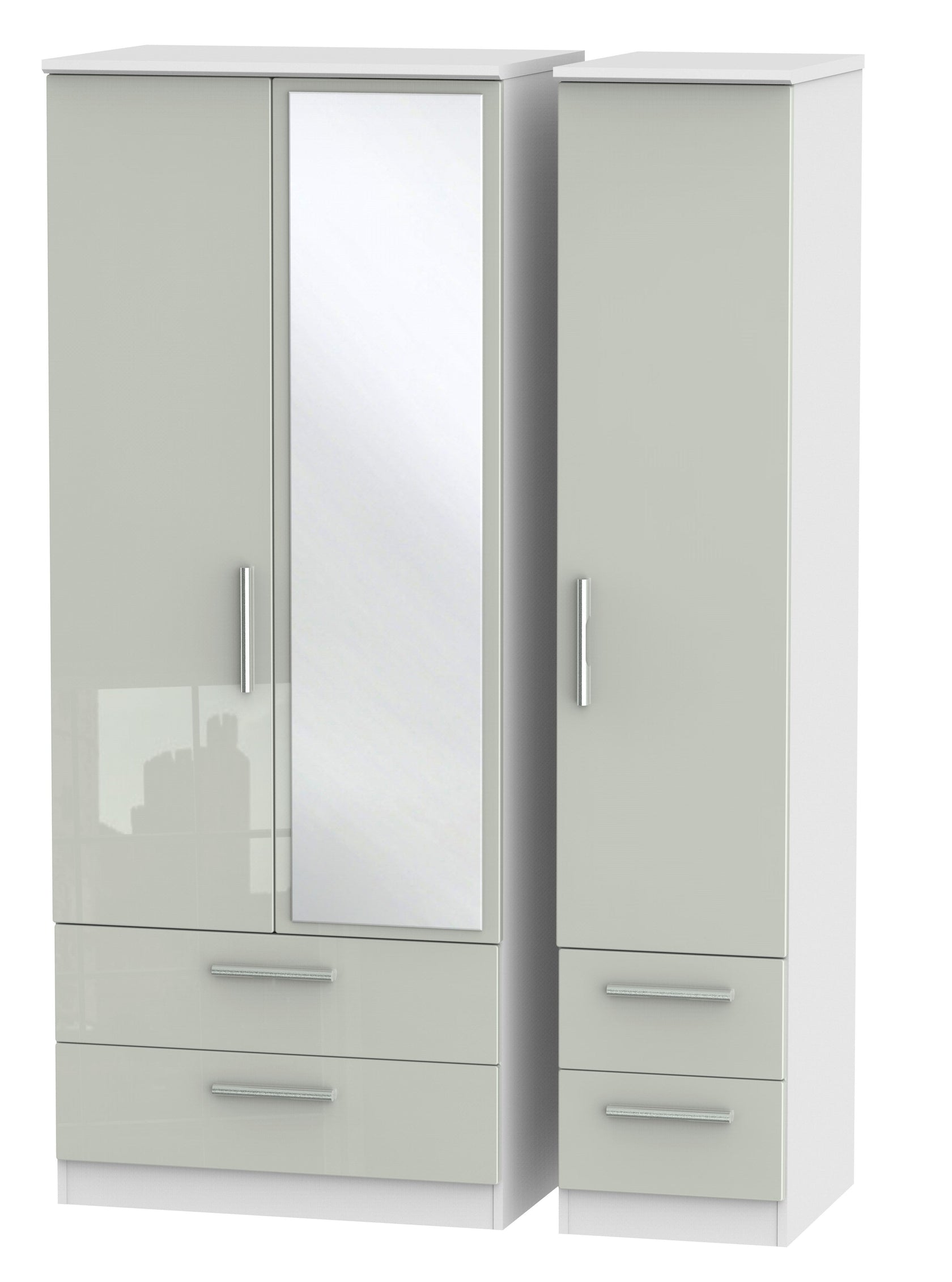 London Triple 2 Drawer Mirror + Drawer Wardrobe