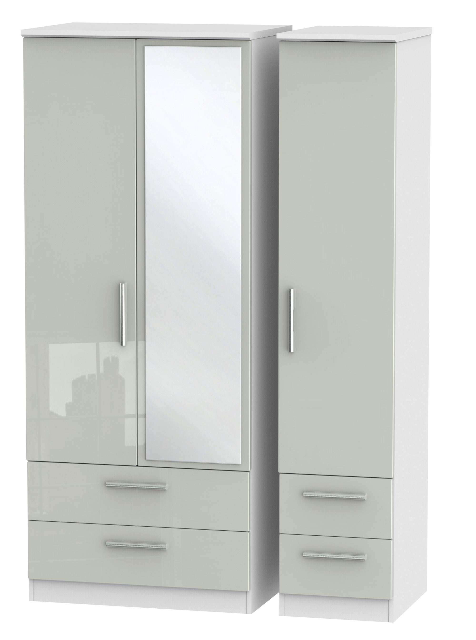London Triple 2 Drawer Mirror + Drawer Wardrobe