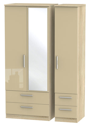 London Triple 2 Drawer Mirror + Drawer Wardrobe