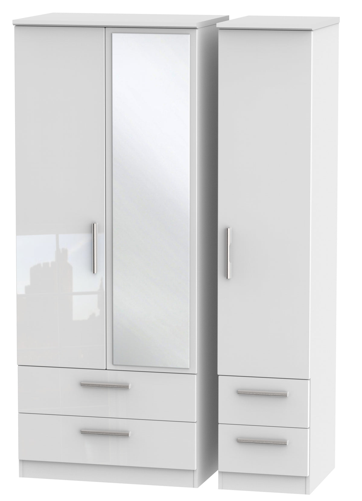 London Triple 2 Drawer Mirror + Drawer Wardrobe