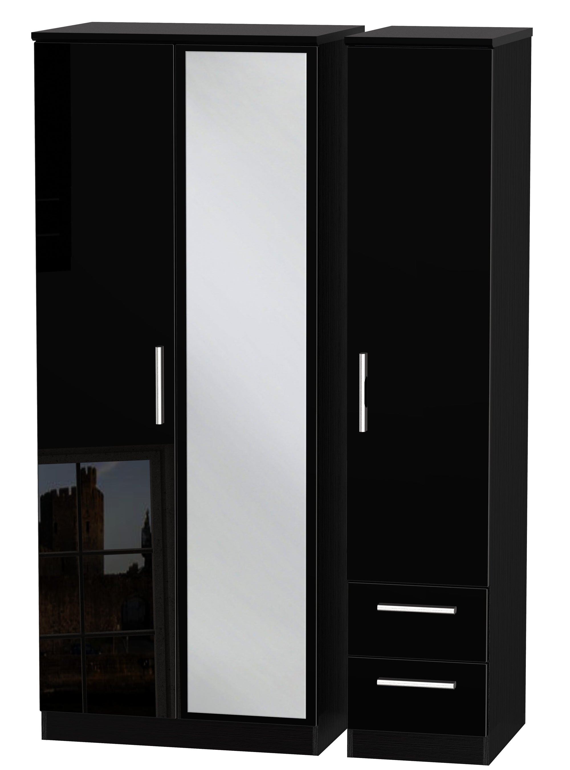 London Triple Mirror + Drawer Wardrobe