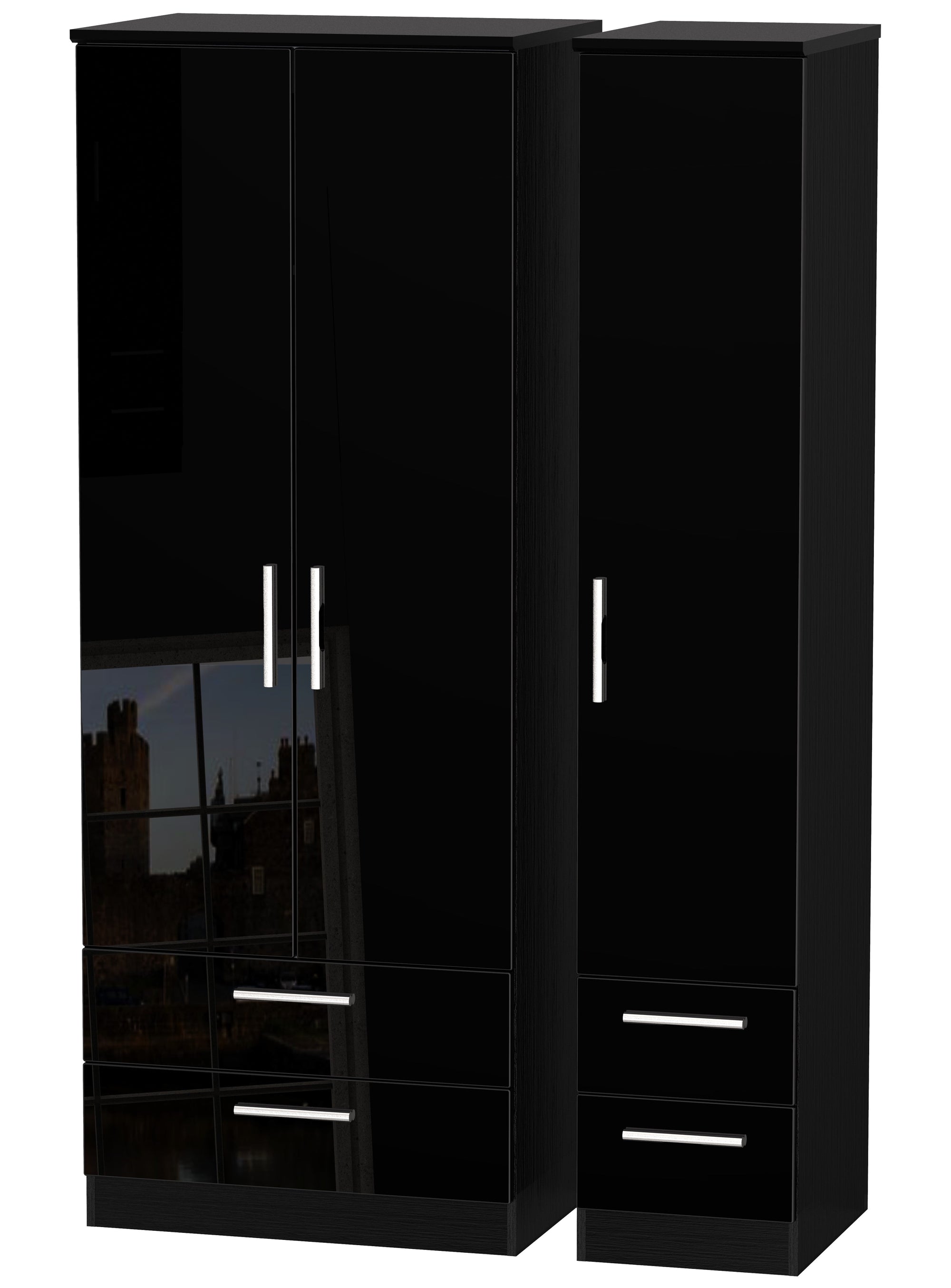London Tall Triple 2 Drawer + Drawer Wardrobe