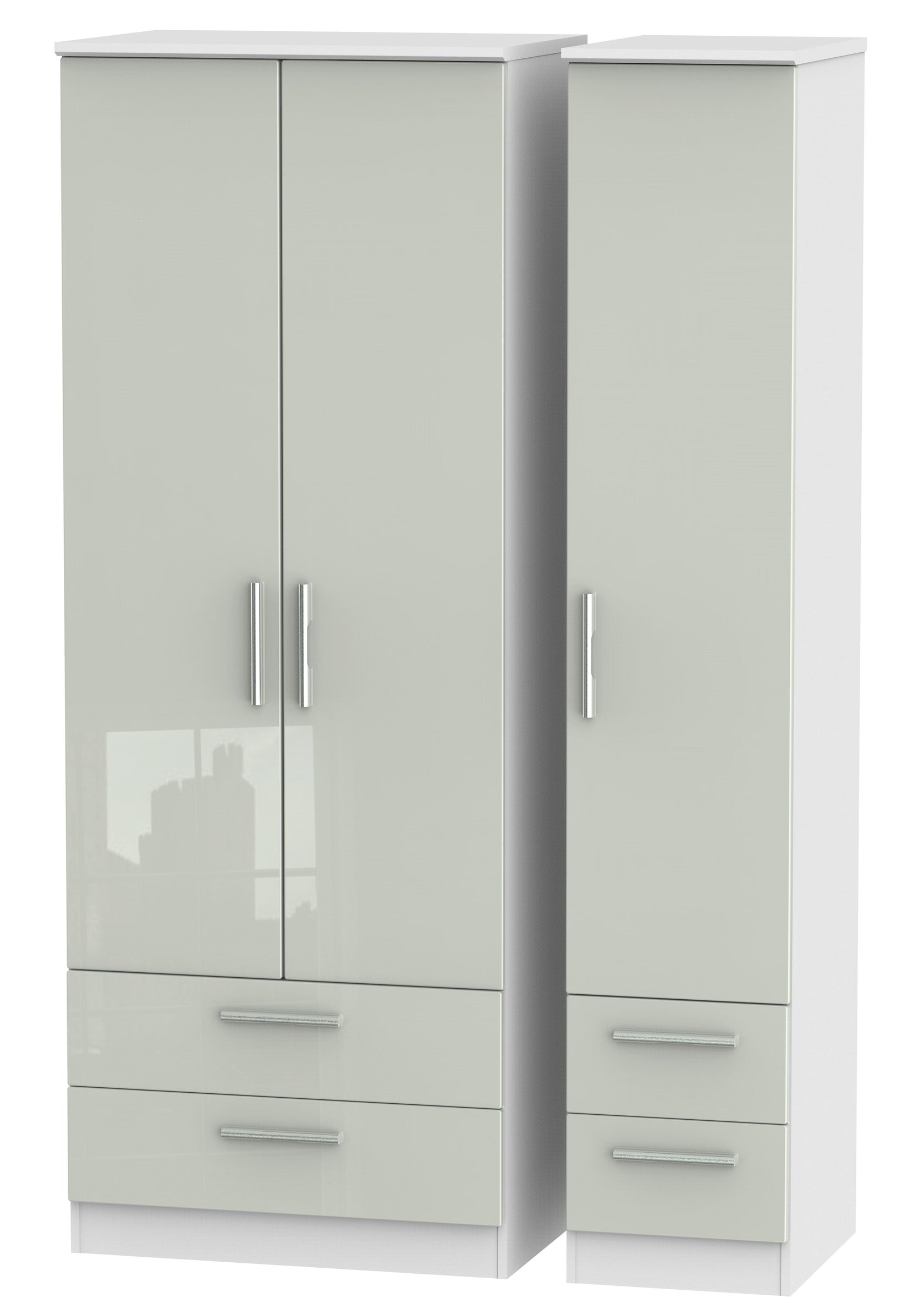 London Tall Triple 2 Drawer + Drawer Wardrobe