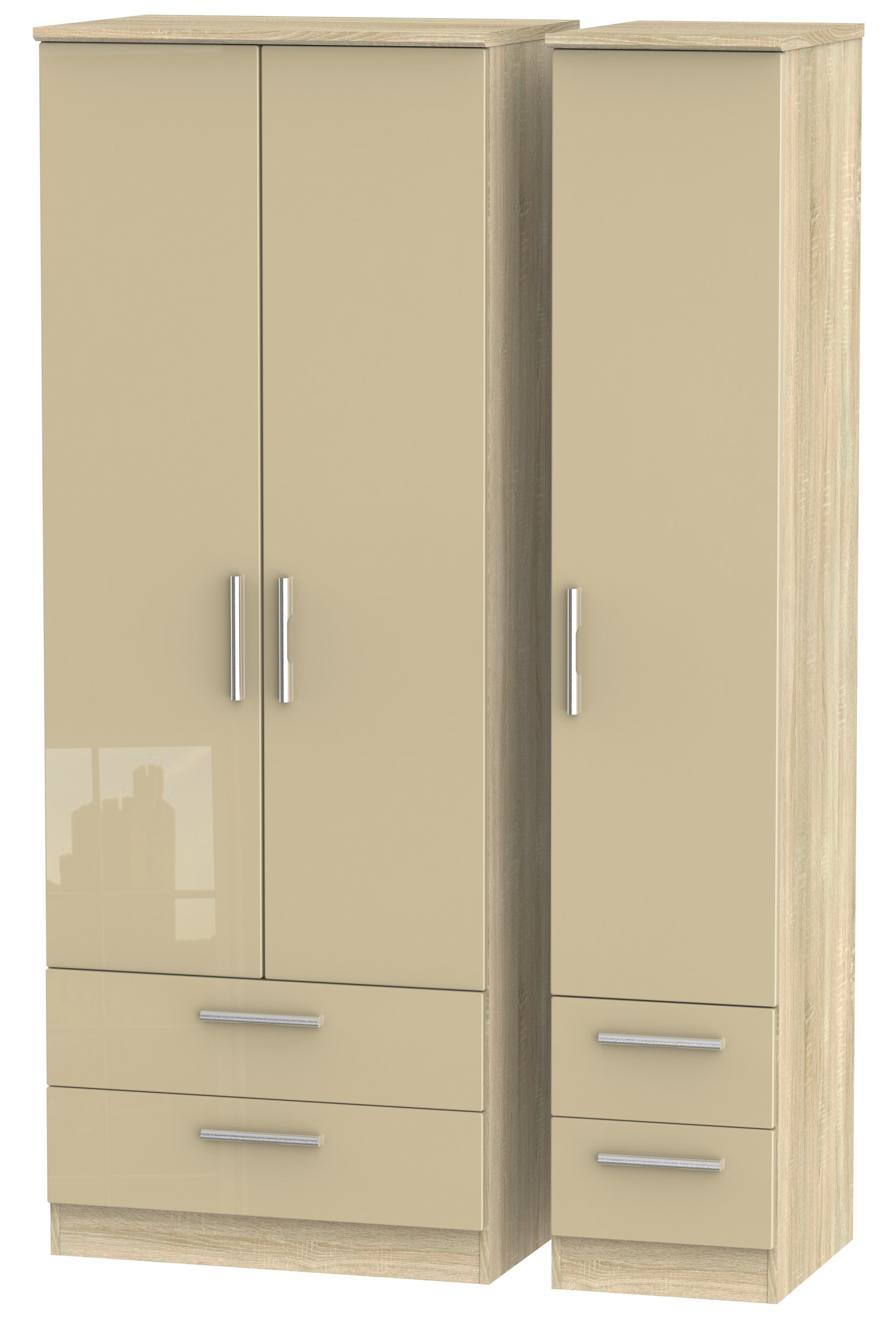 London Tall Triple 2 Drawer + Drawer Wardrobe