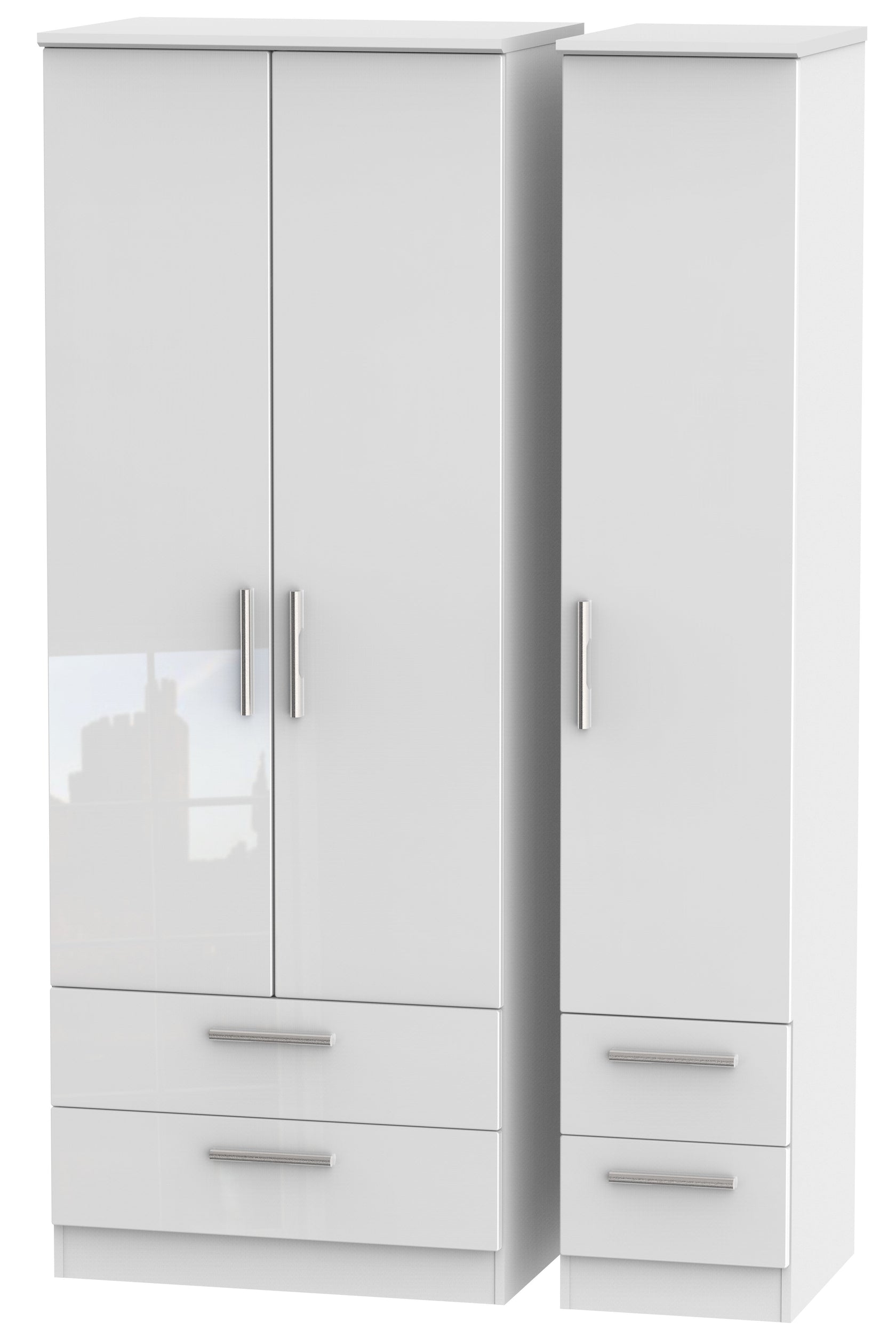 London Tall Triple 2 Drawer + Drawer Wardrobe