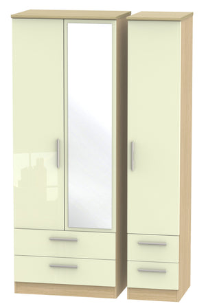 London Tall Triple 2 Drawer Mirror + Drawer Wardrobe