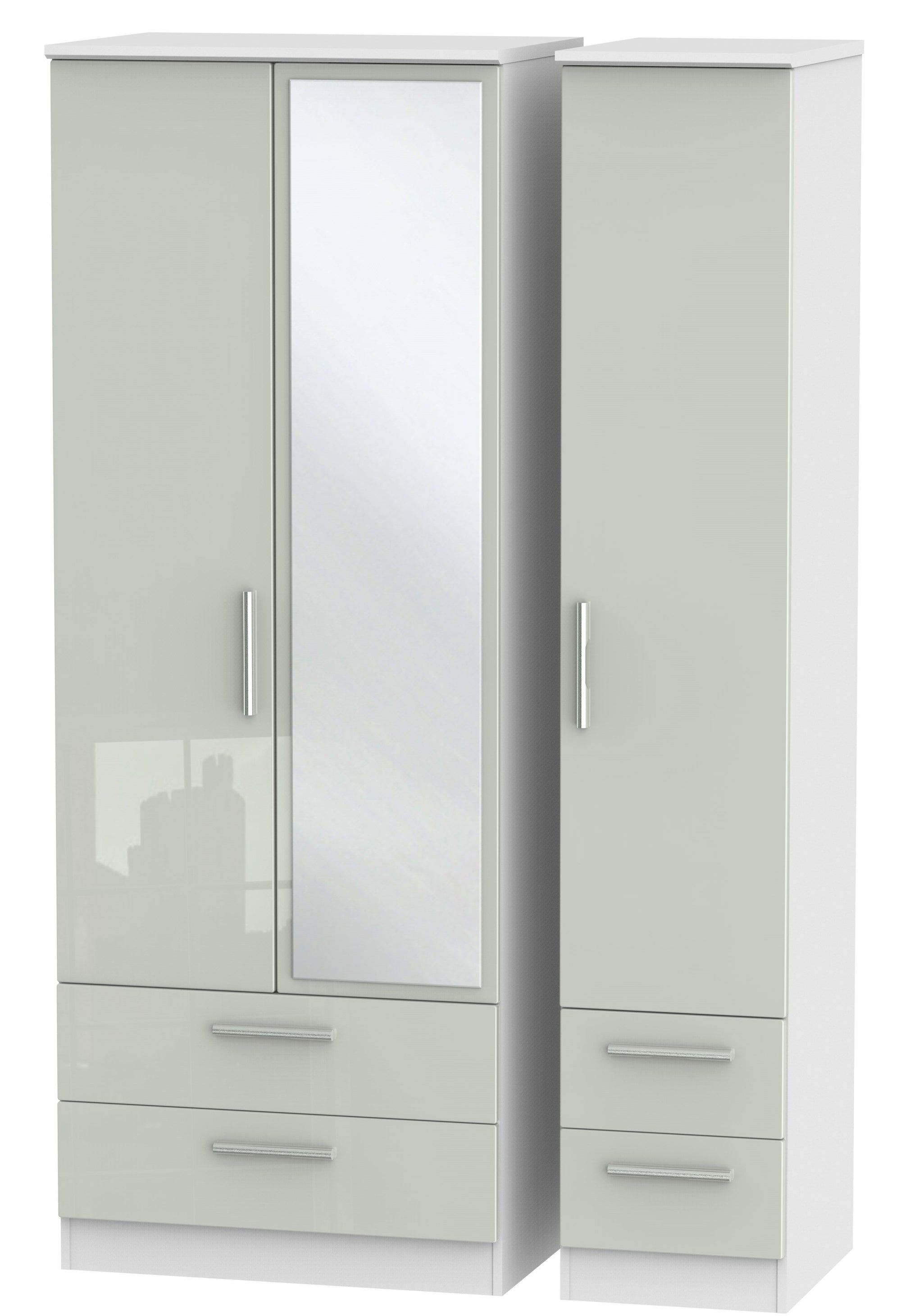 London Tall Triple 2 Drawer Mirror + Drawer Wardrobe