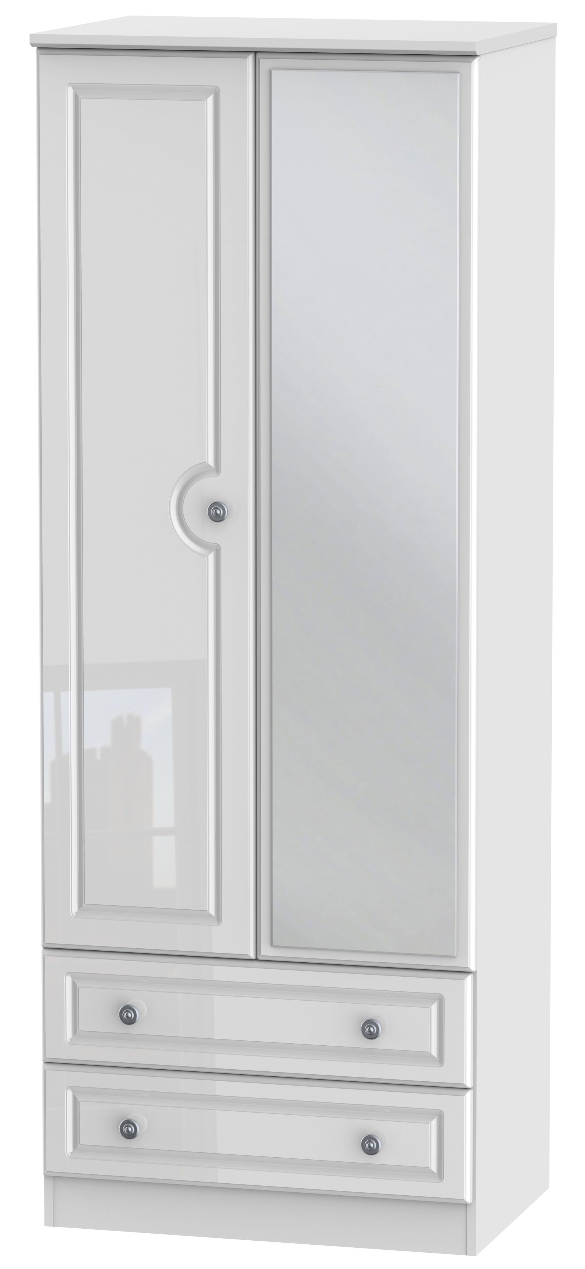 Windsor 2 Door Tall Mirror Combi Wardrobe