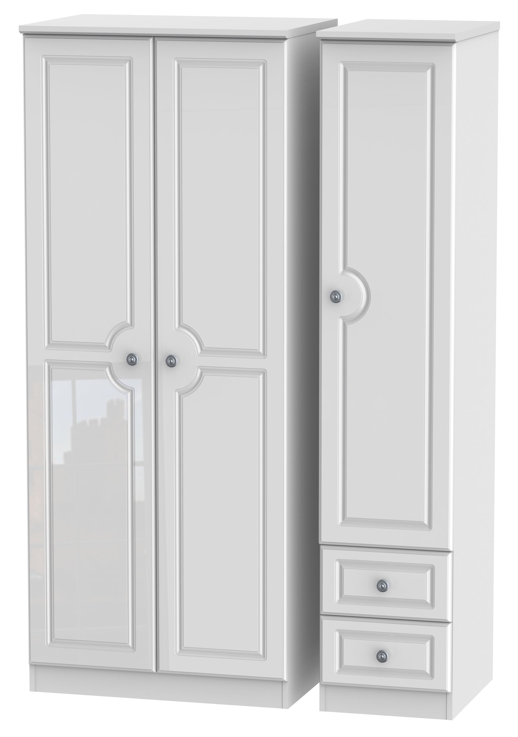 Windsor 3 Door 2 Drawer Plain Wardrobe