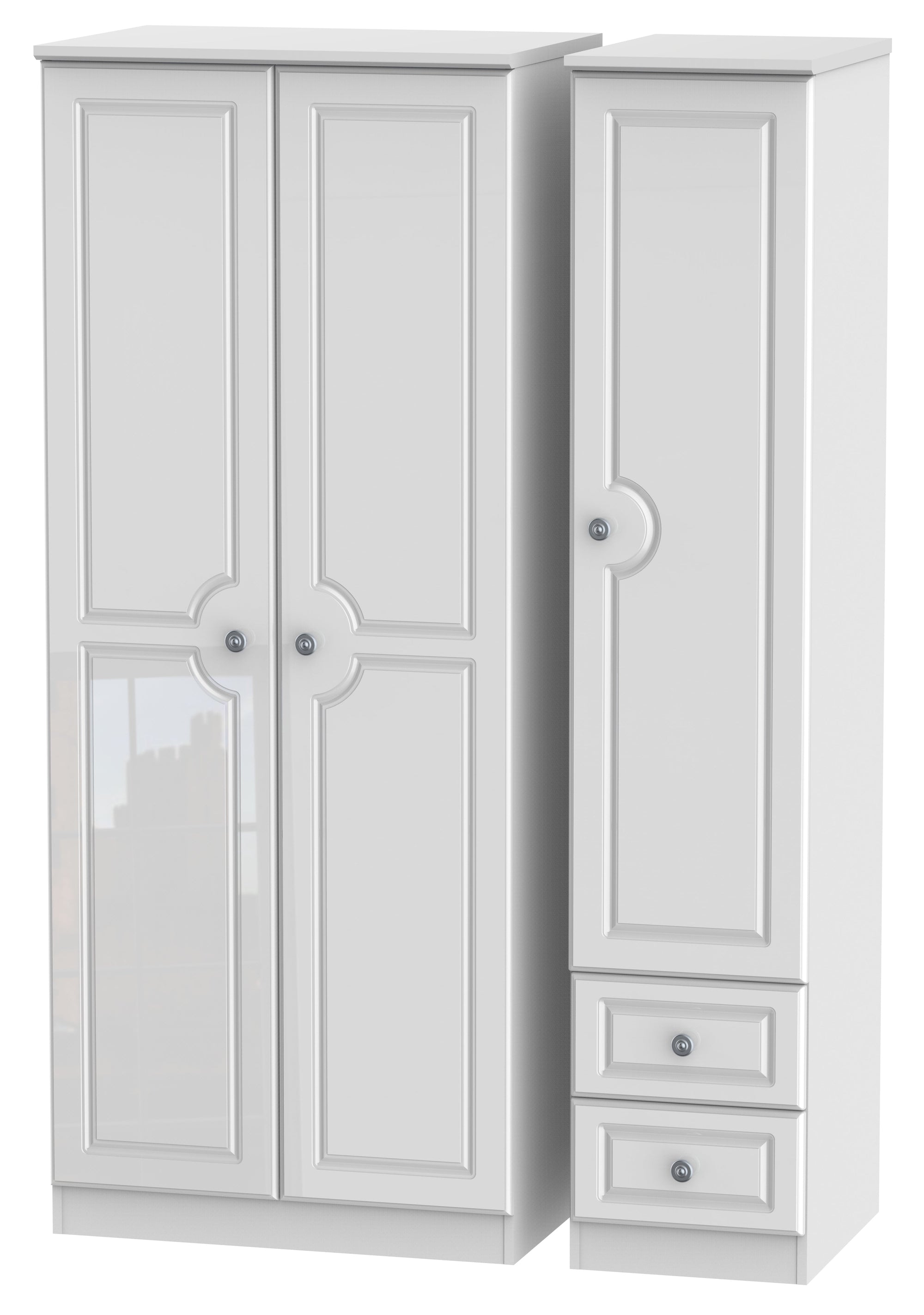 Windsor 3 Door 2 Drawer Plain Wardrobe
