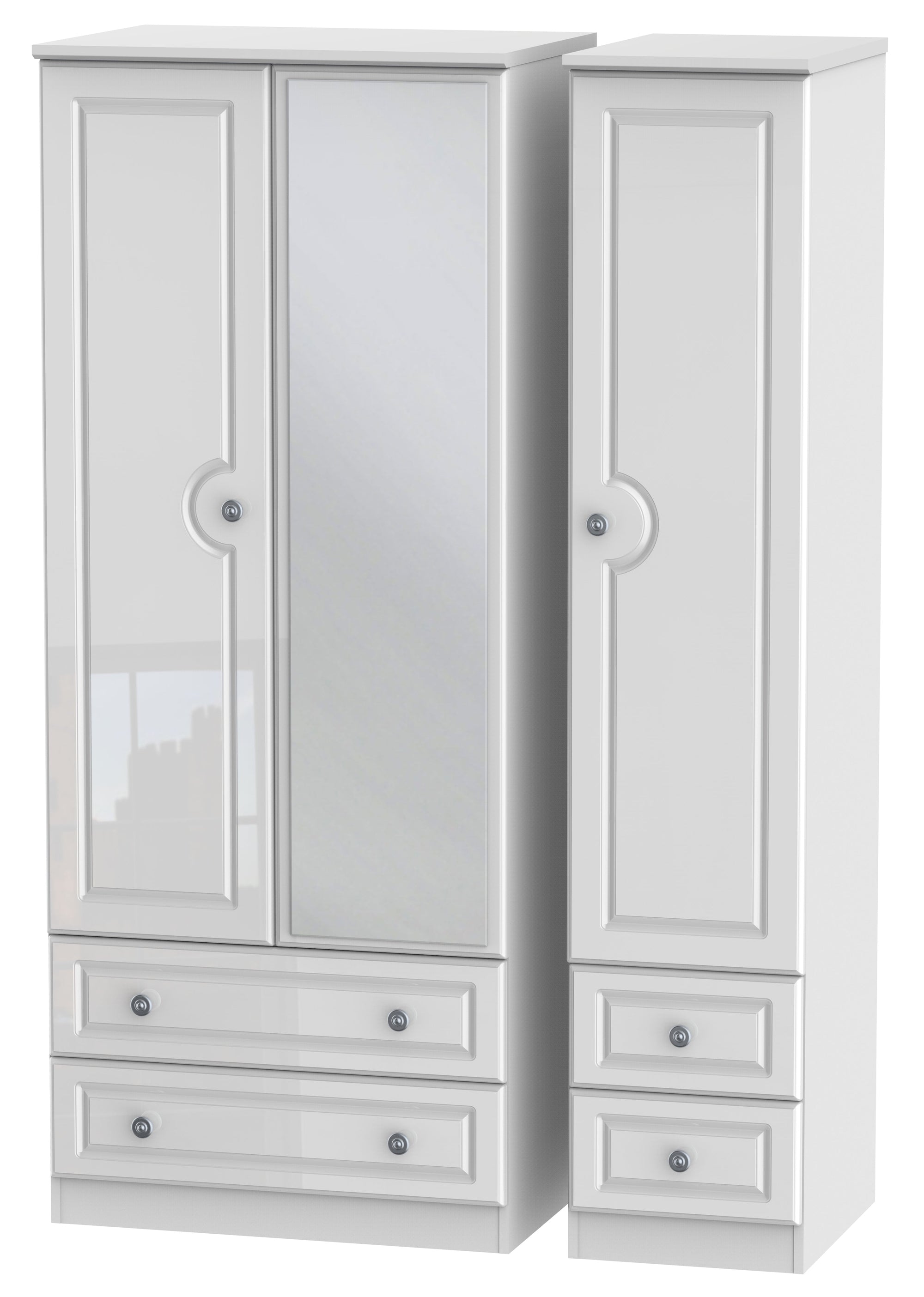 Windsor 3 Door 4 Drawer Mirror Wardrobe