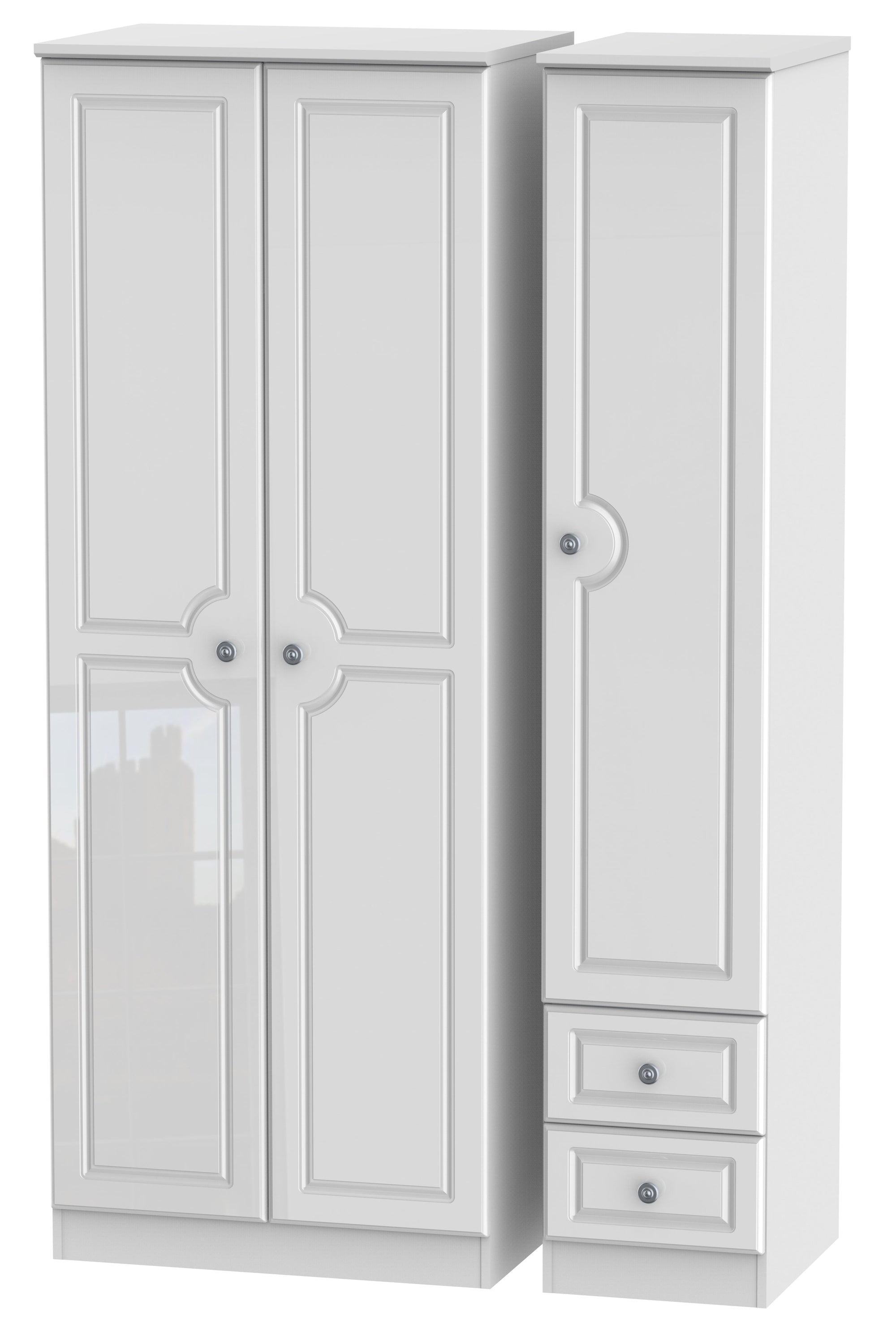 Windsor 3 Door 2 Right Drawer Tall Plain Wardrobe