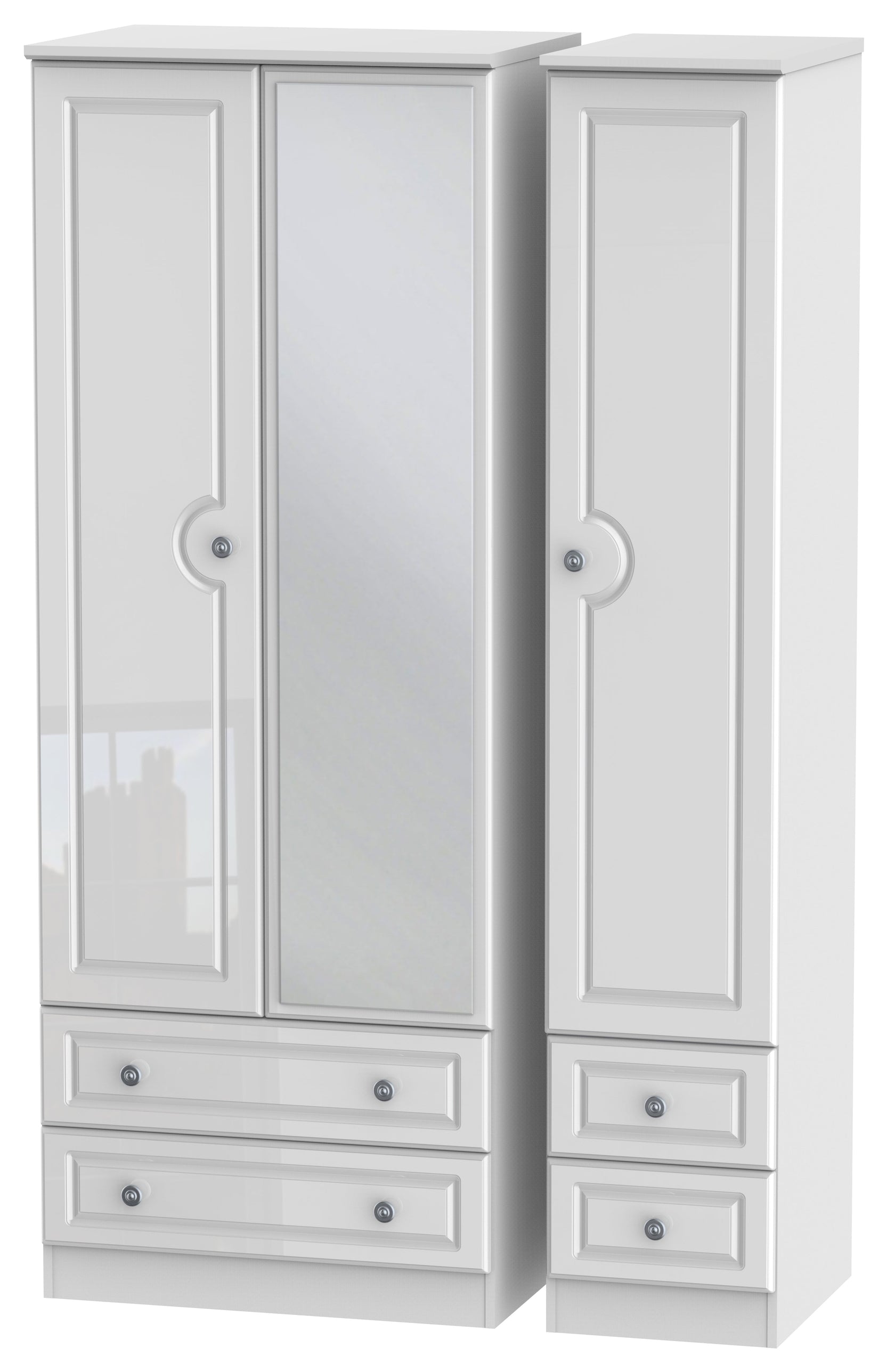 Windsor 3 Door 4 Drawer Tall Mirror Wardrobe