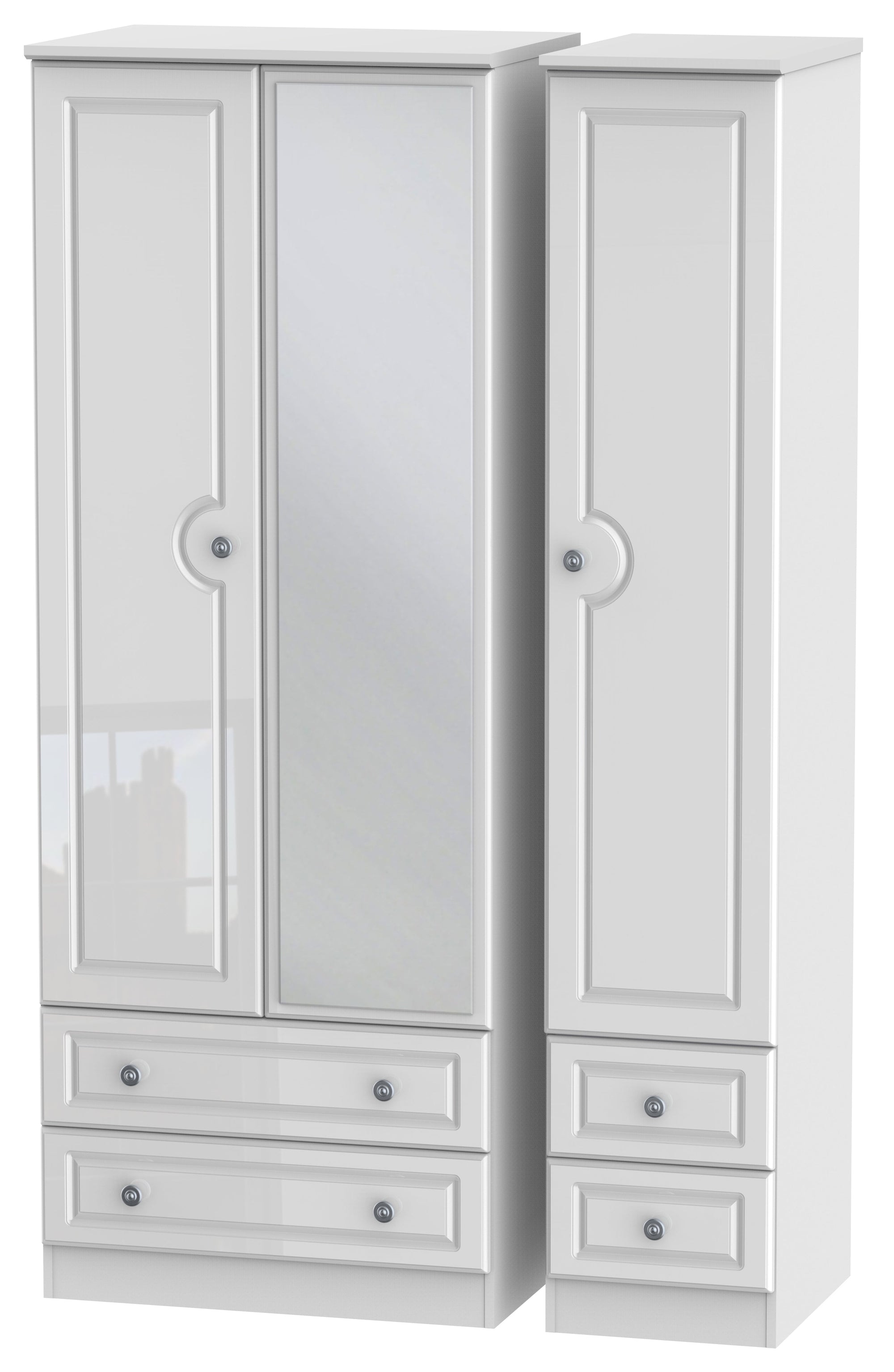Windsor 3 Door 4 Drawer Tall Mirror Wardrobe