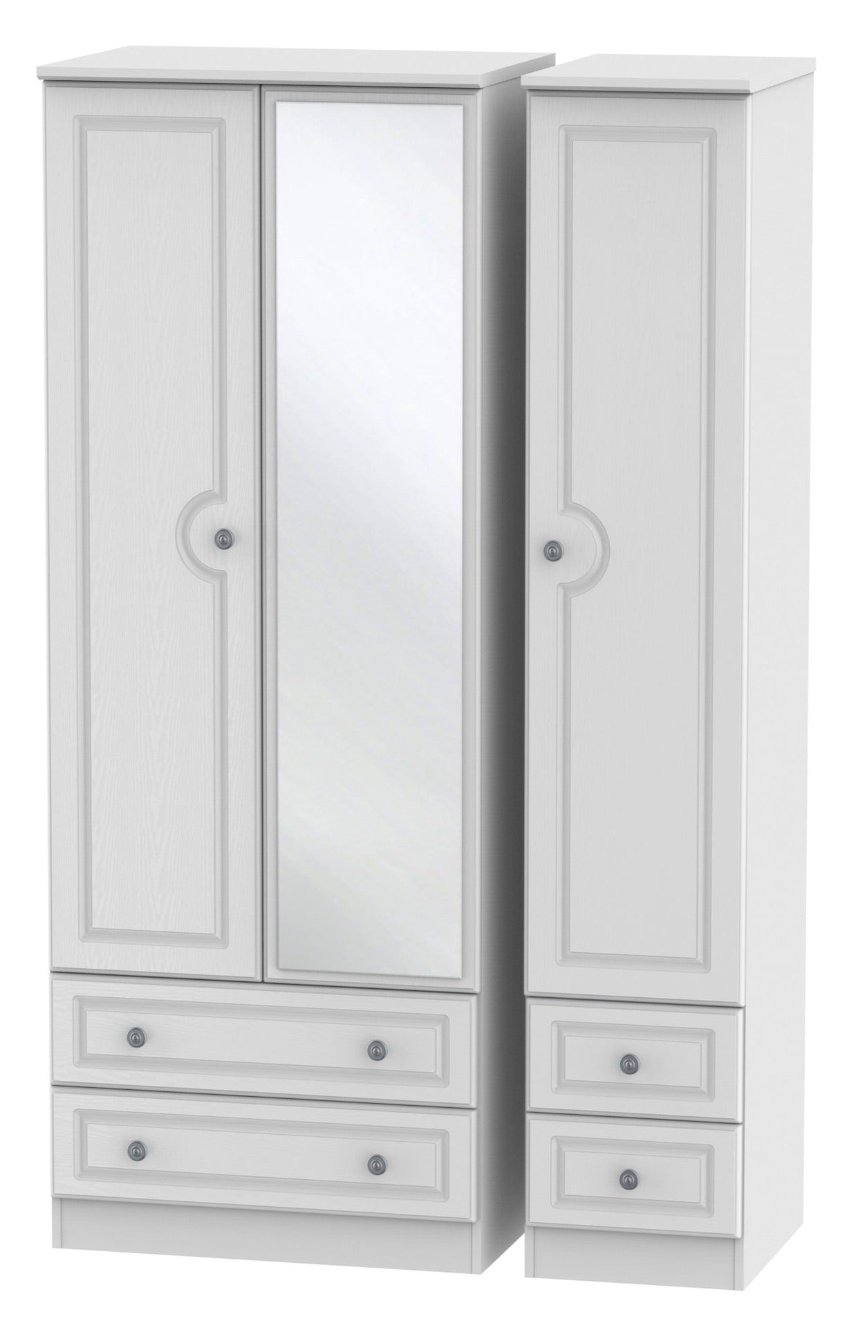 Windsor 3 Door 4 Drawer Tall Mirror Wardrobe