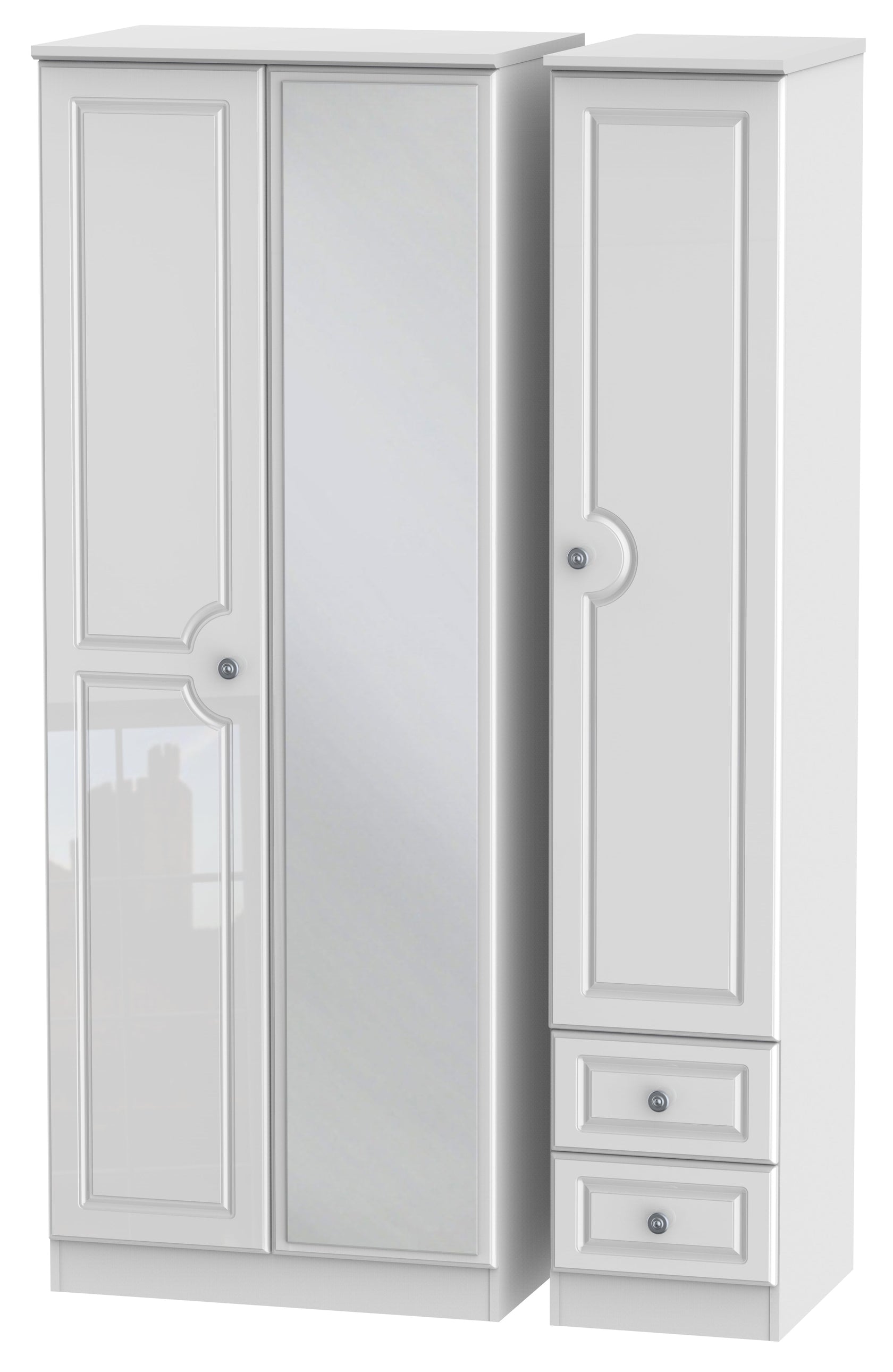 Windsor 3 Door 2 Right Drawer Tall Mirror Wardrobe