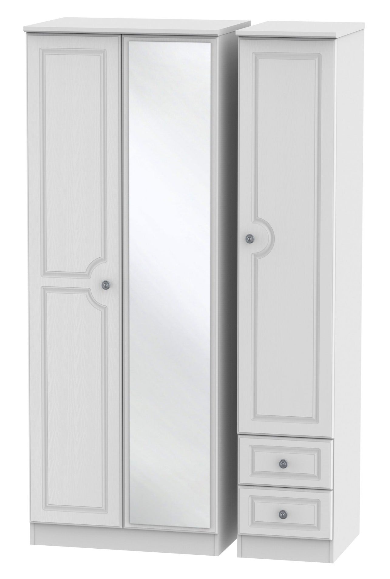 Windsor 3 Door 2 Right Drawer Tall Mirror Wardrobe