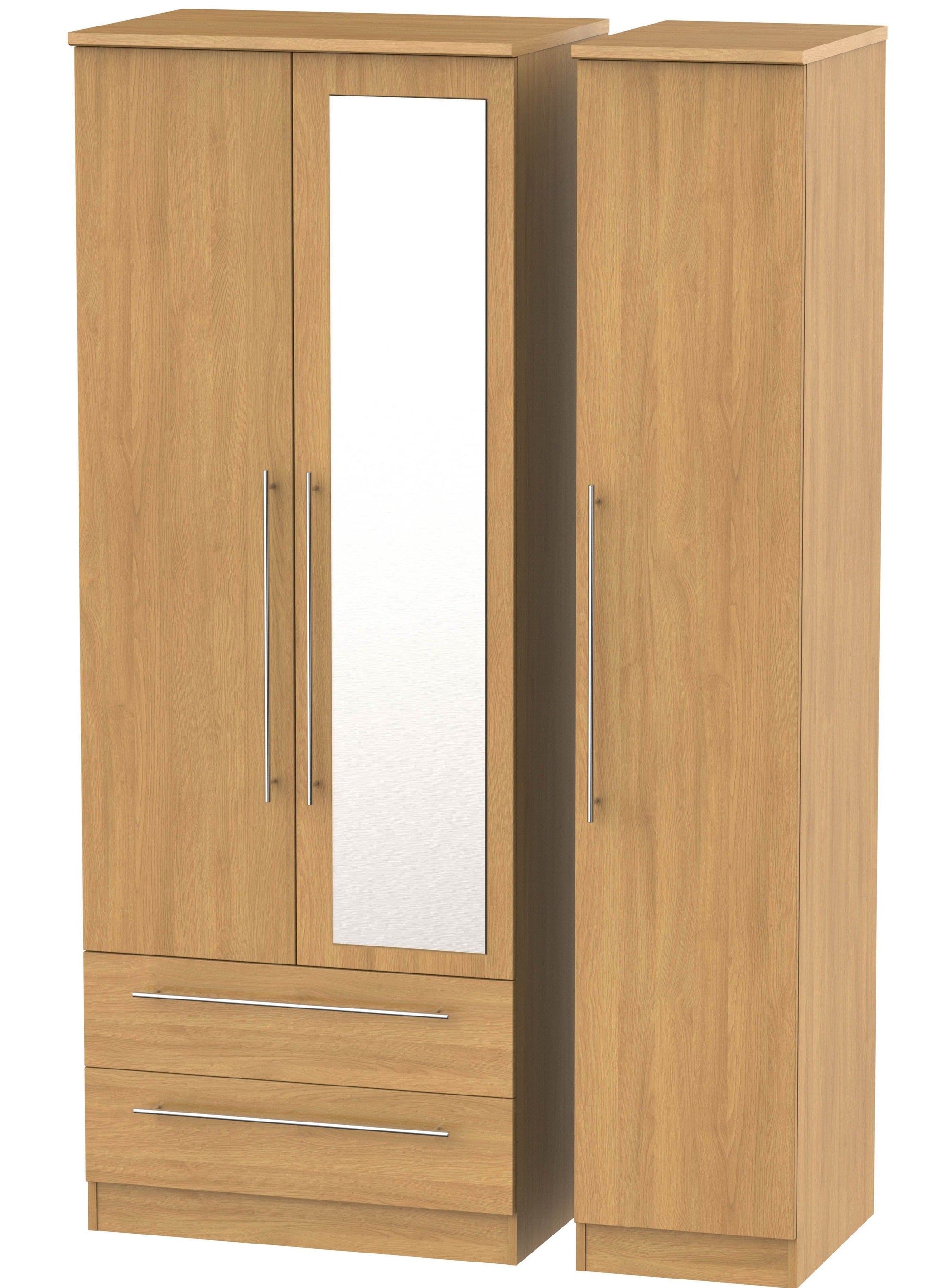 Nottingham Tall Triple 2 Drawer Mirror Robe